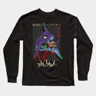 Blood-Stained Fury: Eva Unit 01 - Neon Genesis Evangelion Design Long Sleeve T-Shirt